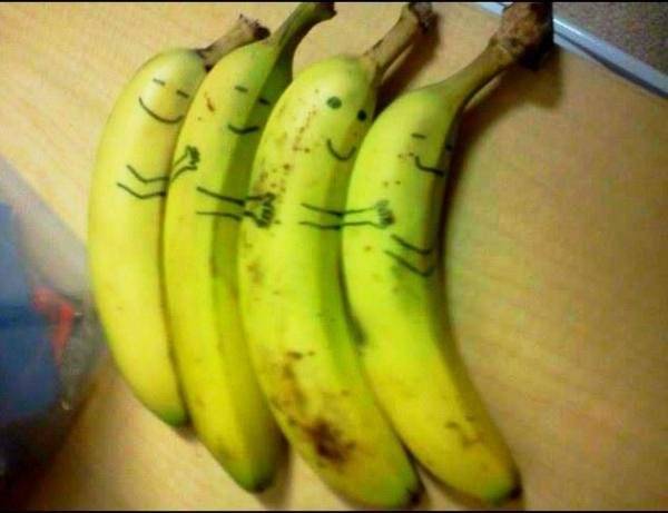 Knuffelende bananen